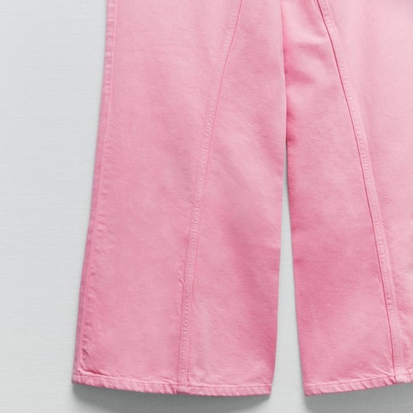 NWT ZARA SUPER WIDE LEG JEANS Pastel pink - Picture 6 of 6